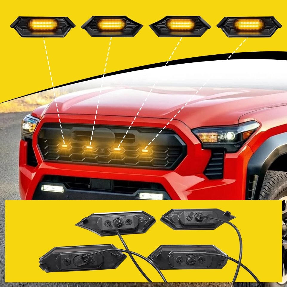 Amber LED Grille Light for 2024-25 Toyota Tacoma TR D Off Road/Sport Accessories