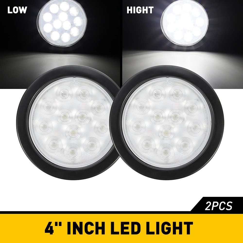 4in 12V Marker Lights LED Truck Trailer Round Side Bullet Light White Lamps 2Pcs