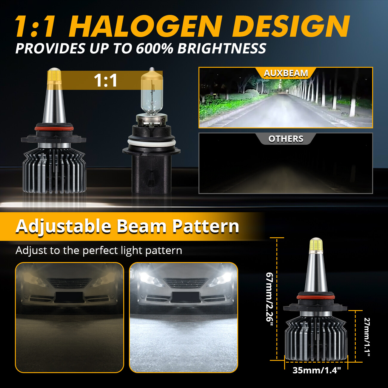 8-sides 9005 LED Headlight Bulb Kit High Beam White 1500000LM Super Bright 6000K