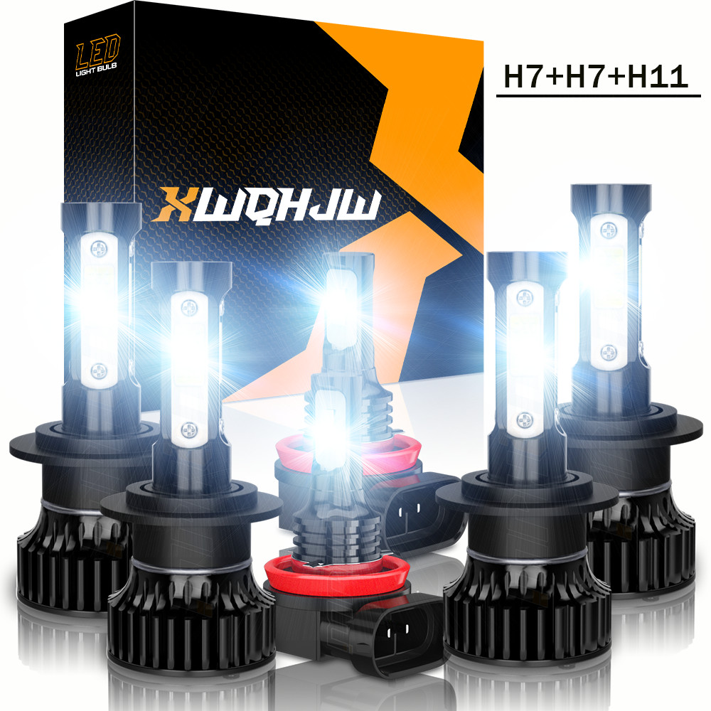 6000K Super Bright Combo LED Headlights H7 H7 H11 High+Low Beam+Fog Light Bulbs