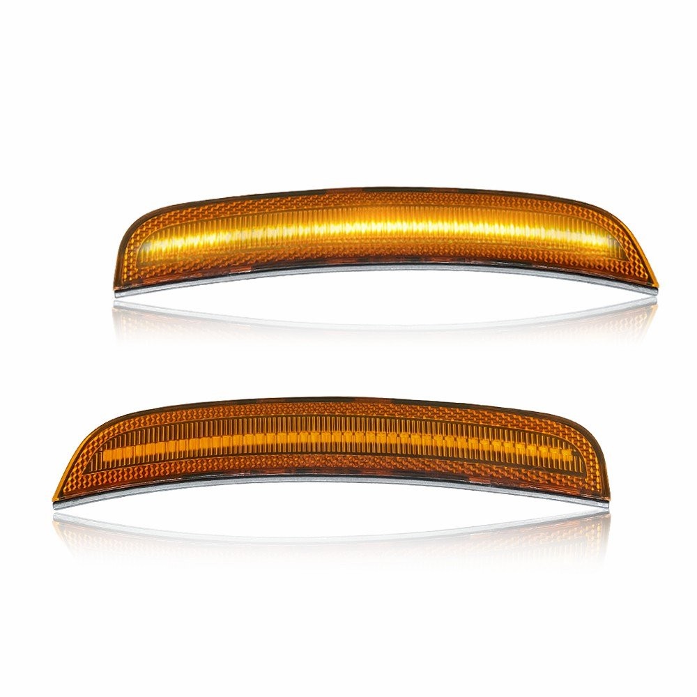 2/4x For 15-up Chrysler 300 300C Front Bumper Side Marker Lamps Light amber Lens