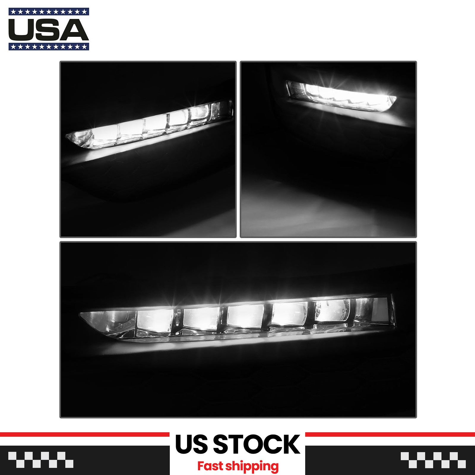 Pair Fog Lights Lamps For 2016-2017 Honda Accord Sedan 4Dr LED w/Cover Wiring
