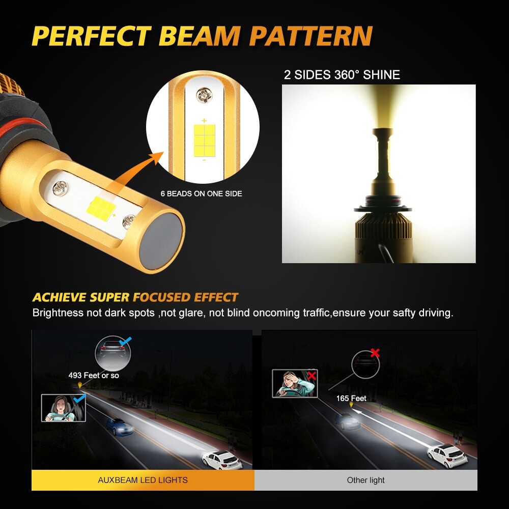 AUXBEAM HB3 9005 6000K LED Headlight Bulbs High Beam For Honda Civic 2004-2023