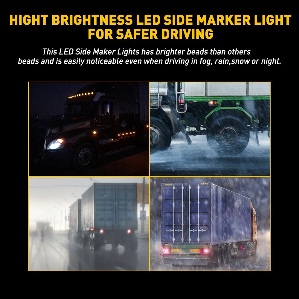 LED Red Side Marker Lights Lamp 16-SMD For RV 12V Truck Trailer Accessories