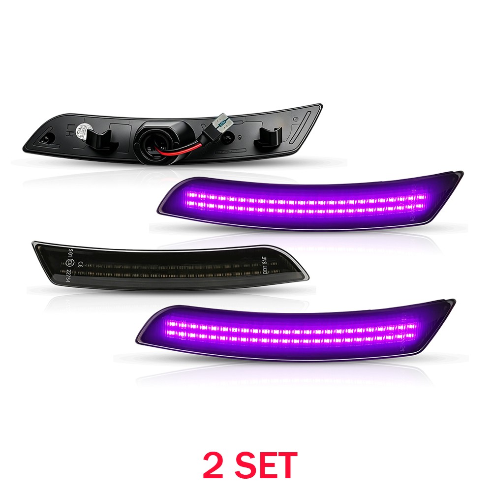 Purple LED Side Marker Lights 8X Fits 2016-2022 2023 Chevy Camaro Smoked Housing