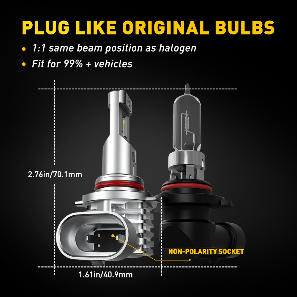9005 9006 LED Headlight Bulbs High Low Beam Kit 6500K Xenon Super White Combo 4