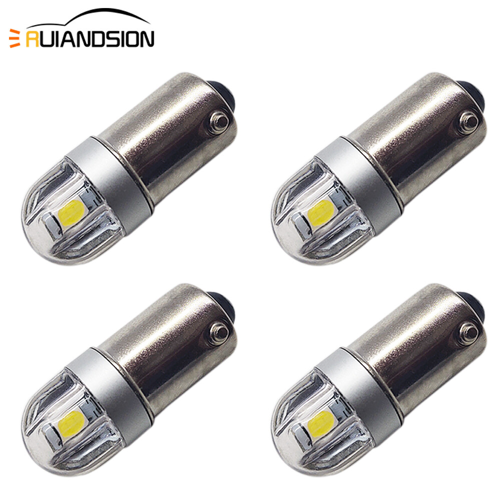 4pcs White BA9S T4W 3030 2 LED Side Parking Light Bulb 200LM DC 12V Non-polarity