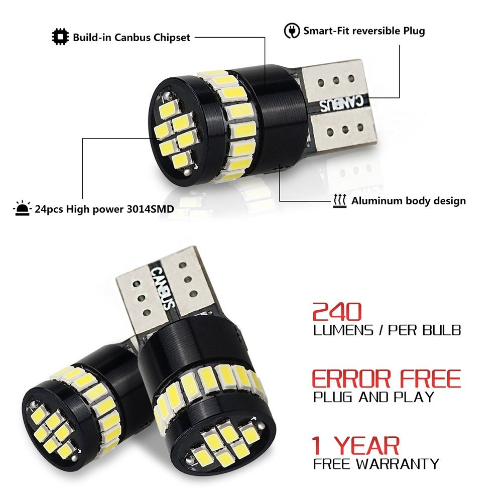 T10 1000LM LED White Bright 194 168 3014 W5W Car Light Bulb For BMW Toyota 6000K