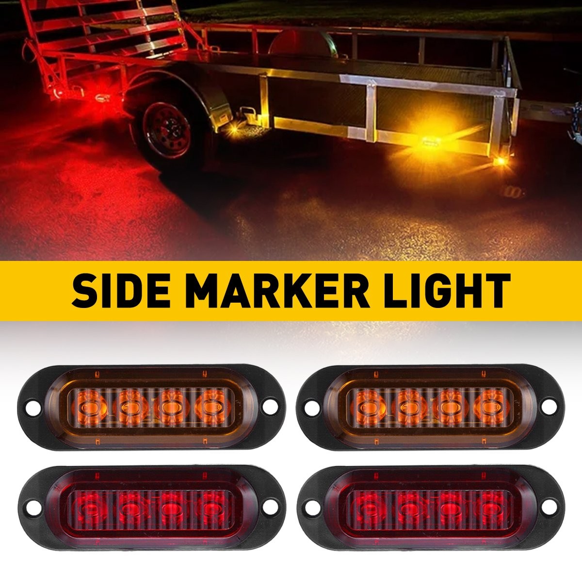Amber Red LED Oval Clearance Side Marker Lights For Truck Trailer RV DC12-24V