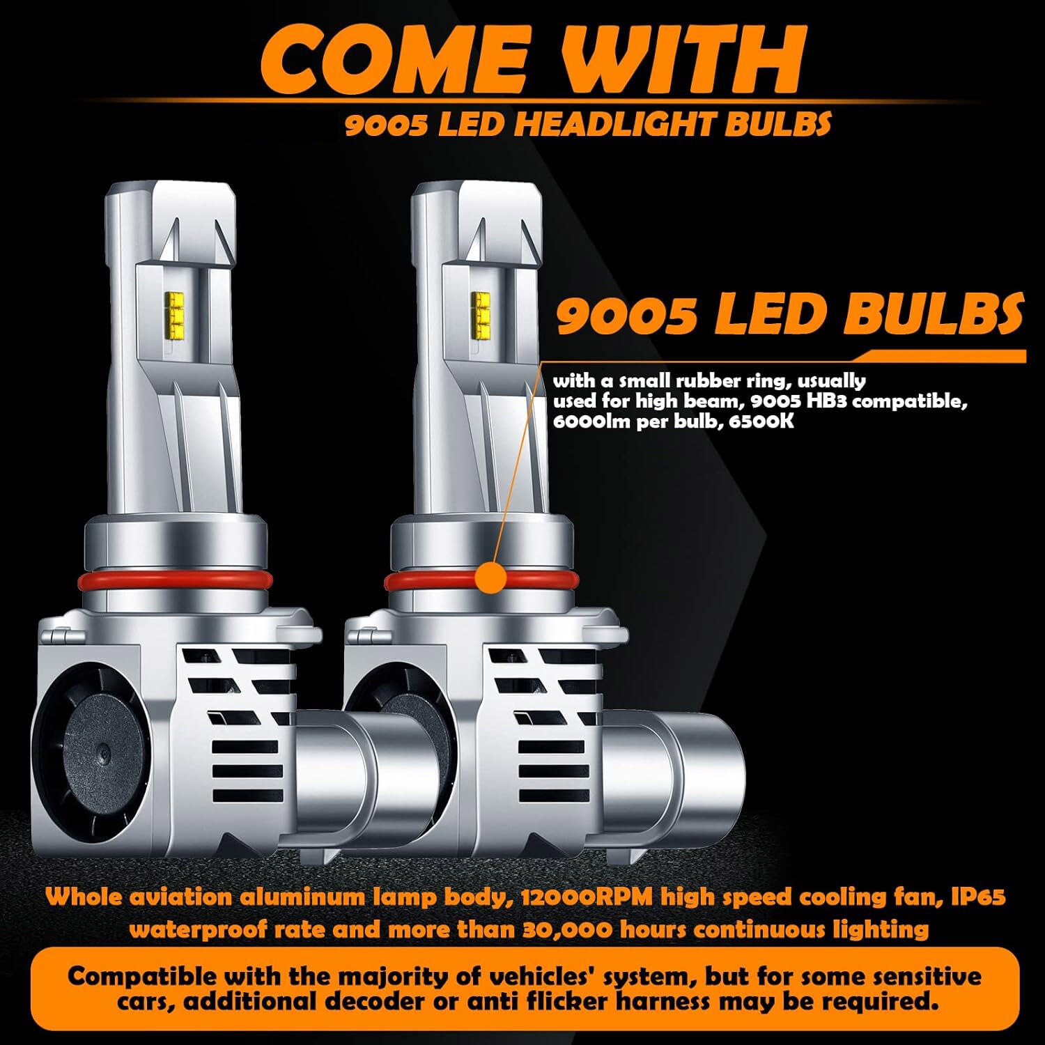 9005 LED Headlight Super Bright Bulbs Kit White 6500K 360000LM High Beam NEW