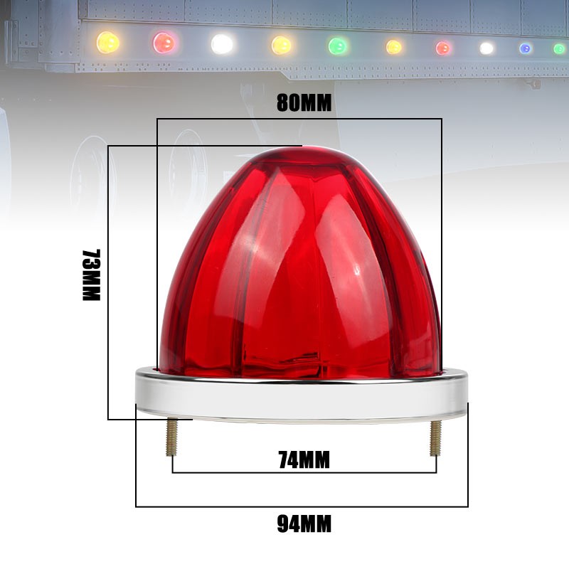 2X LED Watermelon Lights Side Marker Clearance Signal DRL Flash Lamps +Brackets