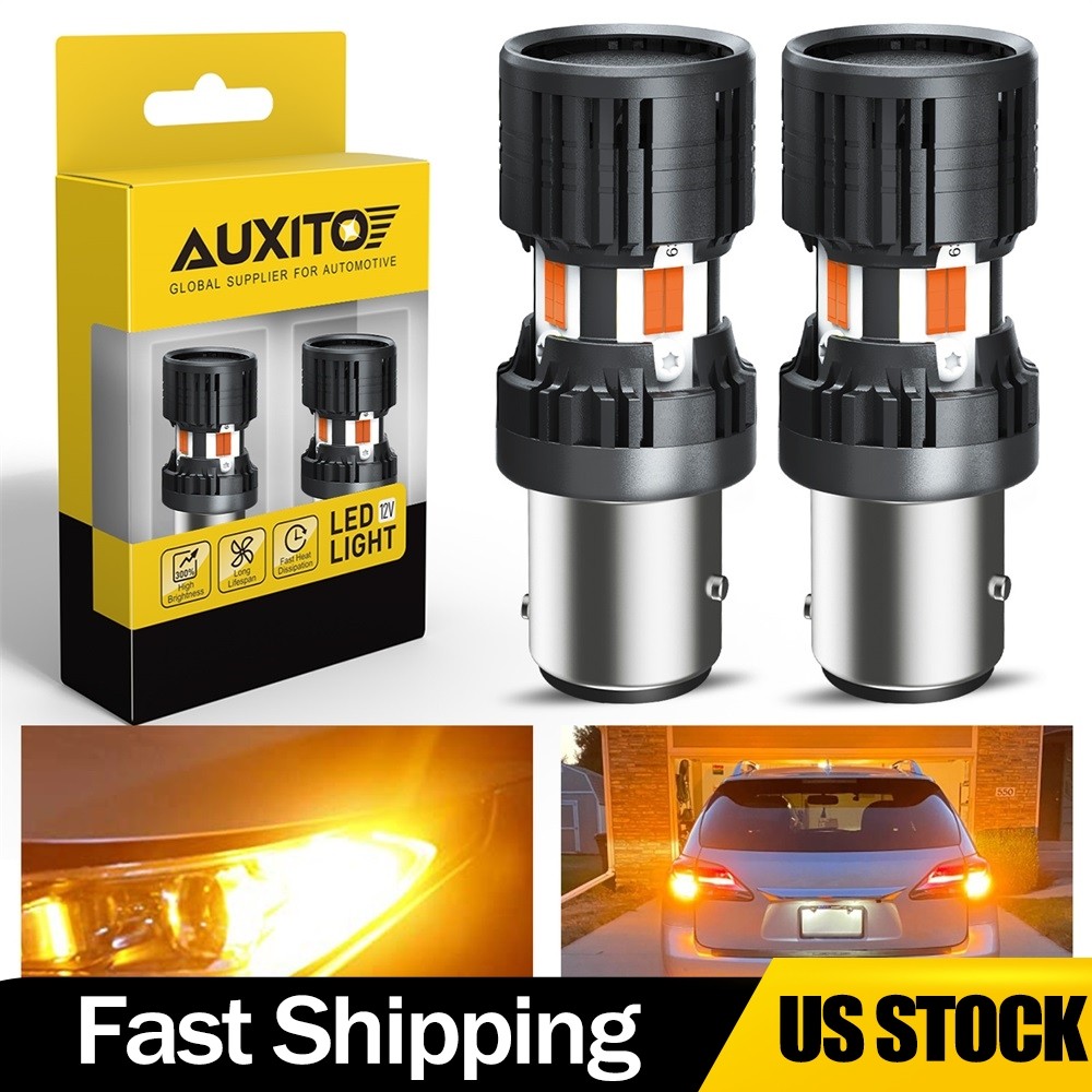2PCS 1157 LED Front Rear Turn Signal Light Bulbs Amber Yellow Anti Hyper Flash