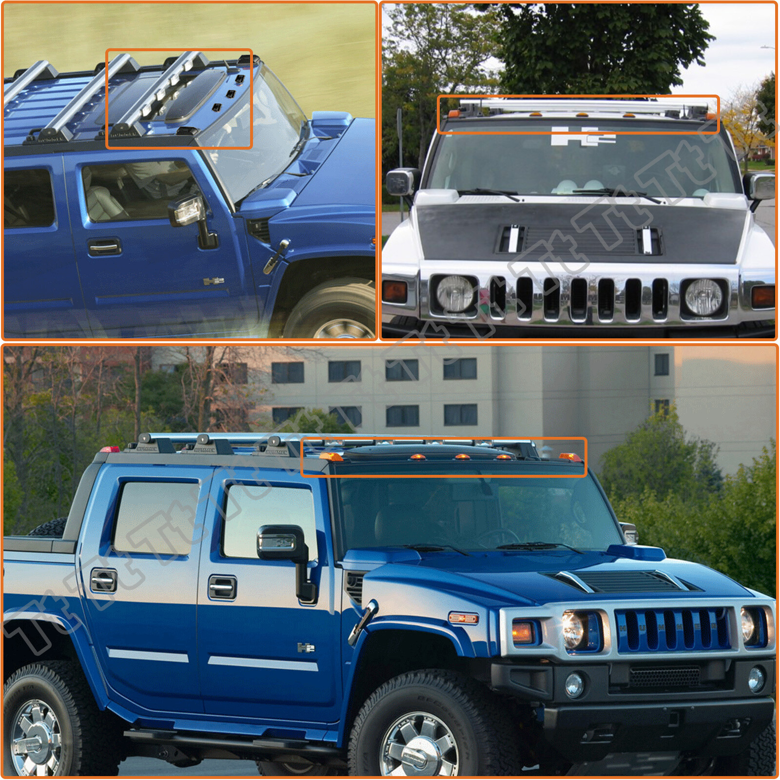 For 2003-09 Hummer H2 | 2005-09 H2 SUT LED Smoked Cab Roof Marker Lights Kit 10x
