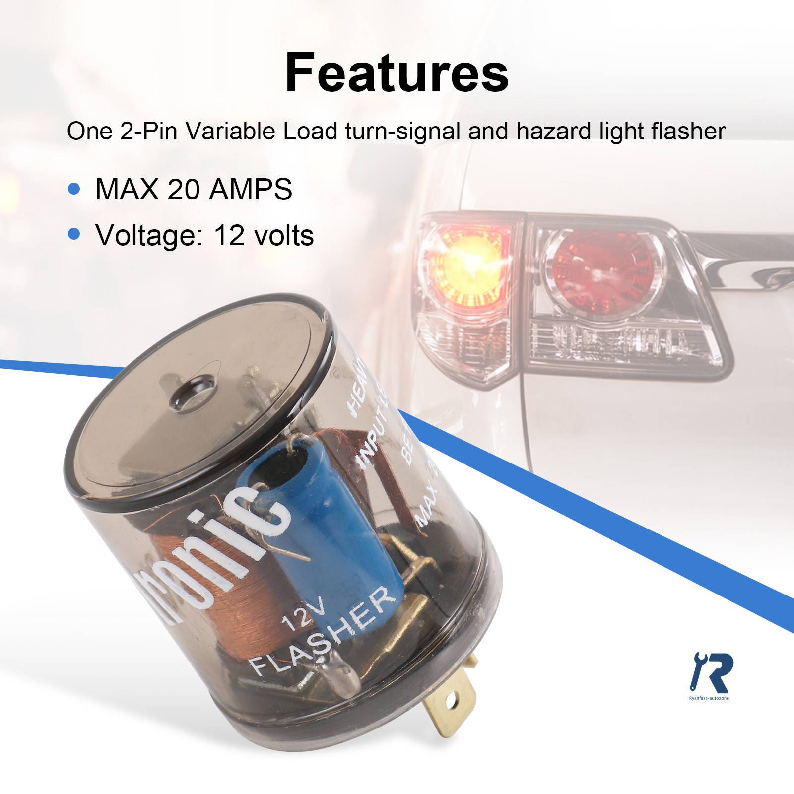 20 Amps Flasher 12V 2-Pin Variable Car LED Turn Signal Light Blinker Relay EF32