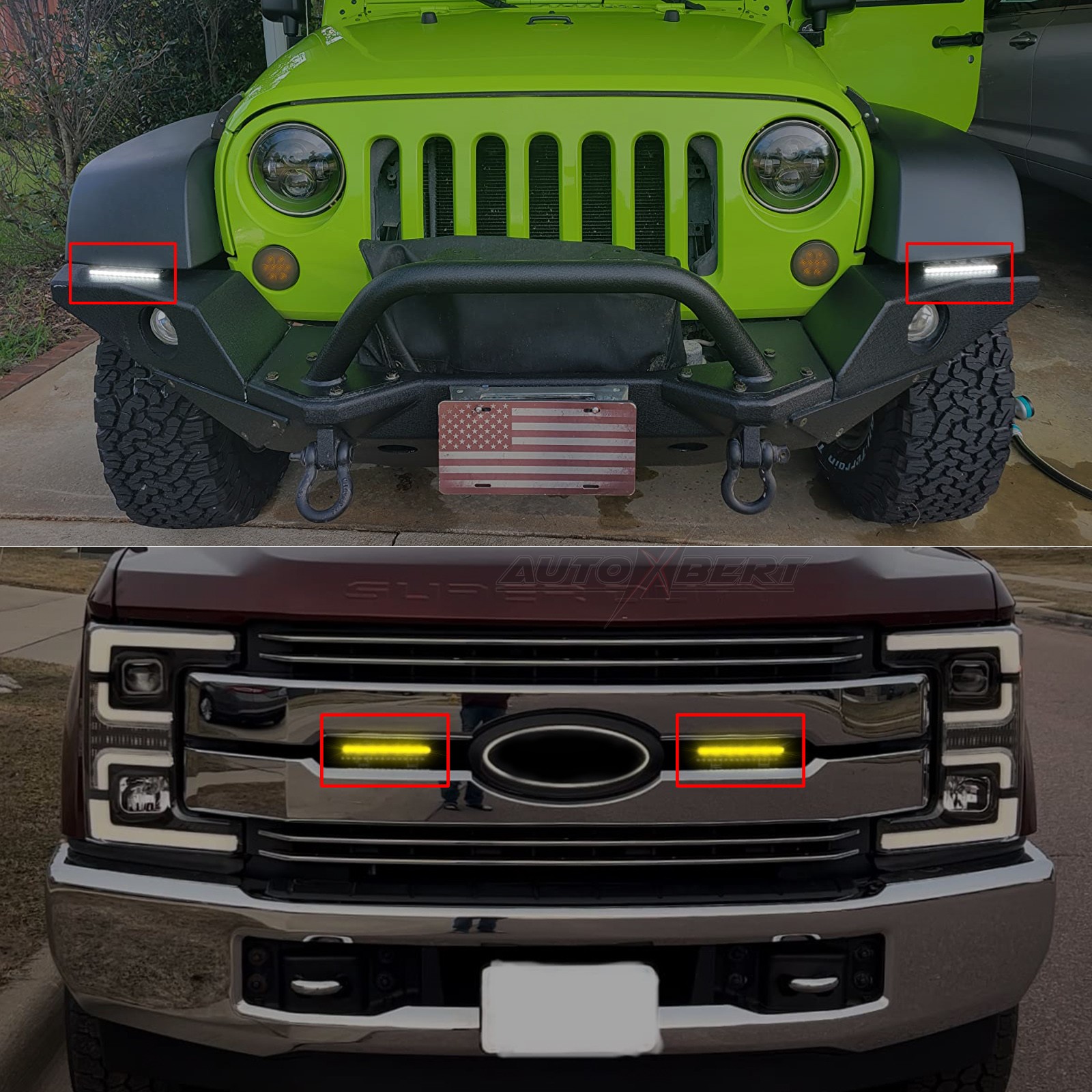 LED Daytime Running Light DRL Pair Sequential Turn Signal Grill Light Assembly