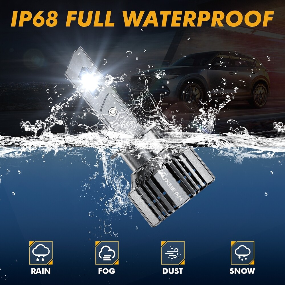 AUXBEAM H1 LED Headlight Bulb Kit High Low Beam 25000LM Super Bright 6500K White