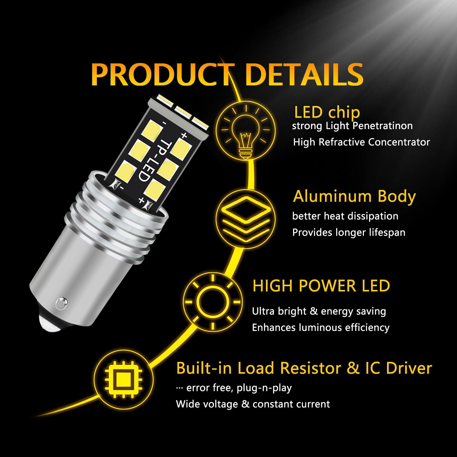2 Blinding Brite LED headlight bulbs for Deere 415 420 425 445 455 mower tractor