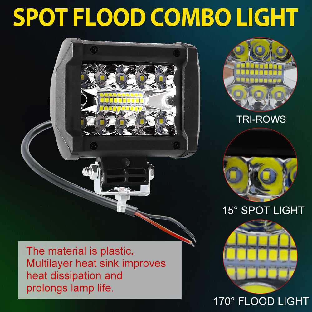 10X 4 Inch LED Work Cube Light Bar Pods fog Lamps for Pickup SUV UTV 4WD offroad