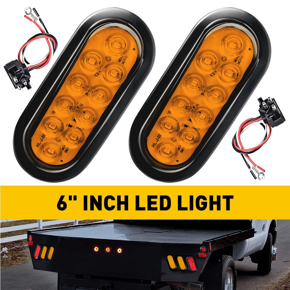 2X Amber 10-LED Trailer Side Marker Turn Signal Light Yellow Tail lights Durable