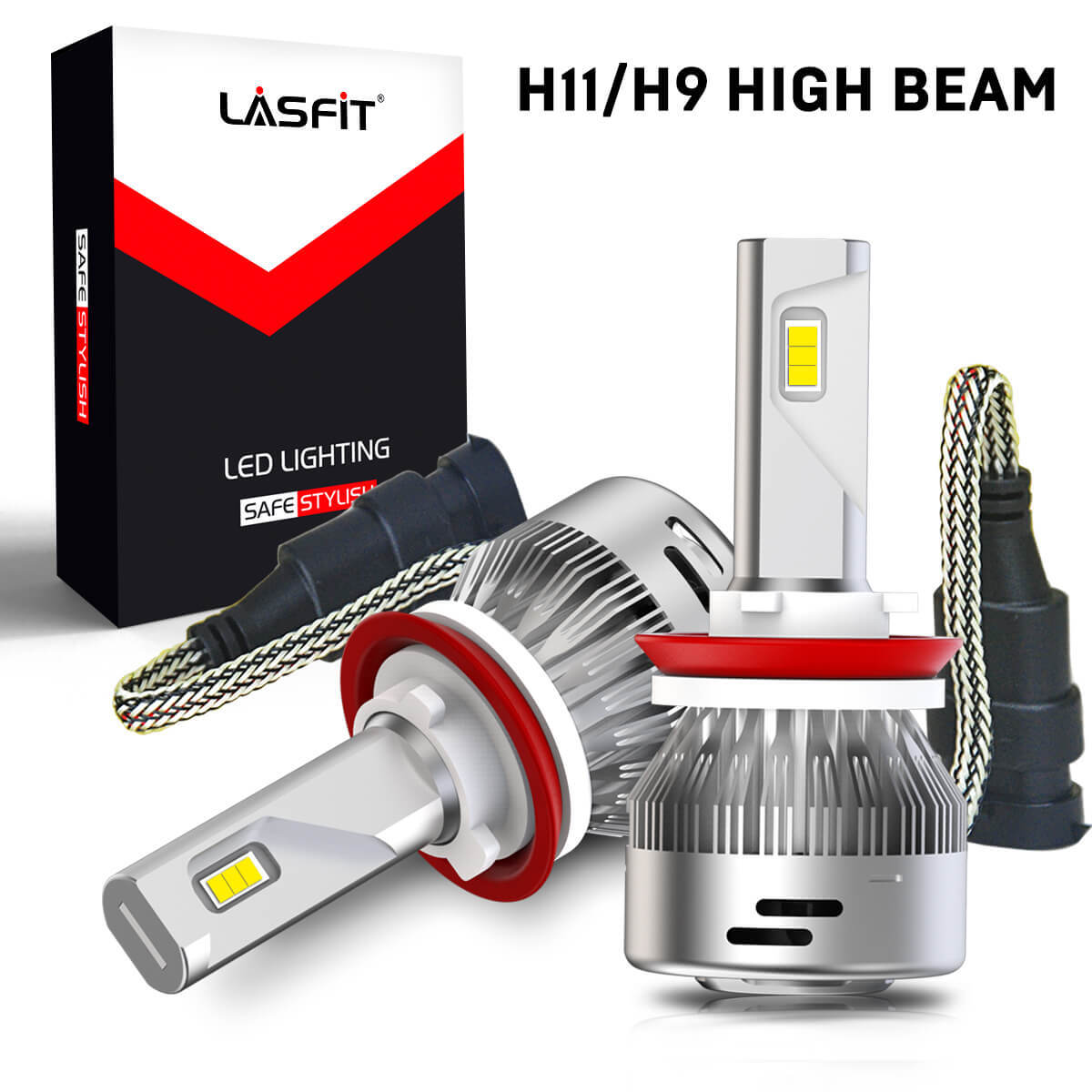 Lasfit H11 H9 LED Headlight Bulb High Beam 6000LM Bright Plug Play LAplus Series
