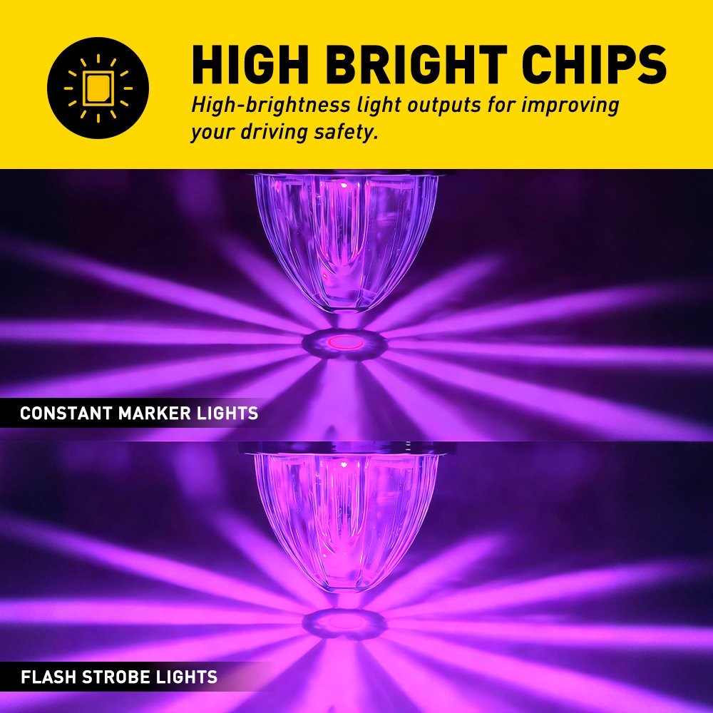 2X Universal Purple LED Watermelon Lights Side Marker Light For Caravans 12V-24V