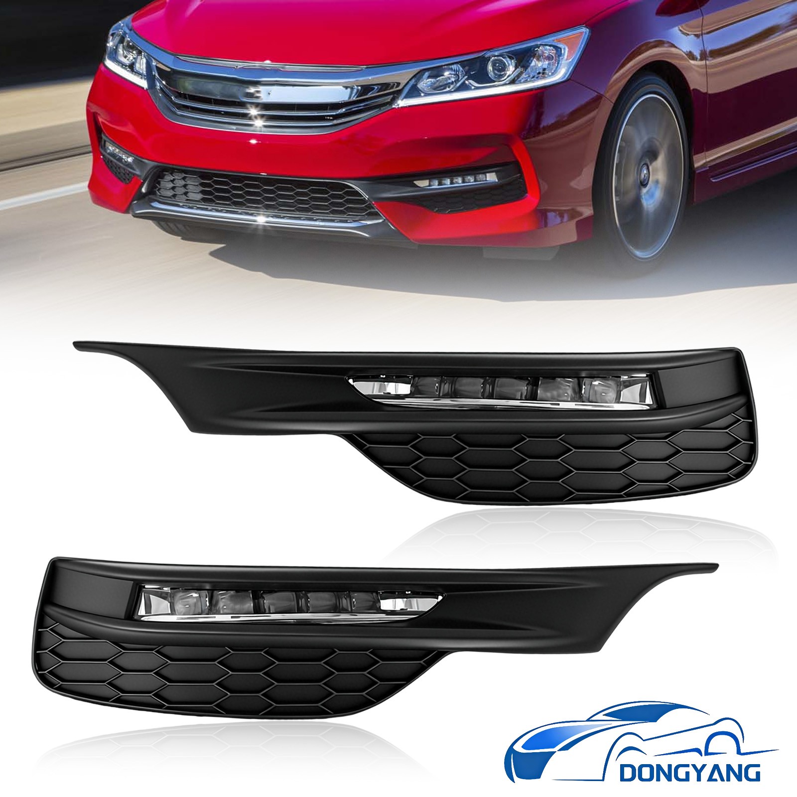 Pair Fog Lights Lamps For 2016-2017 Honda Accord Sedan 4Dr LED w/Cover Wiring