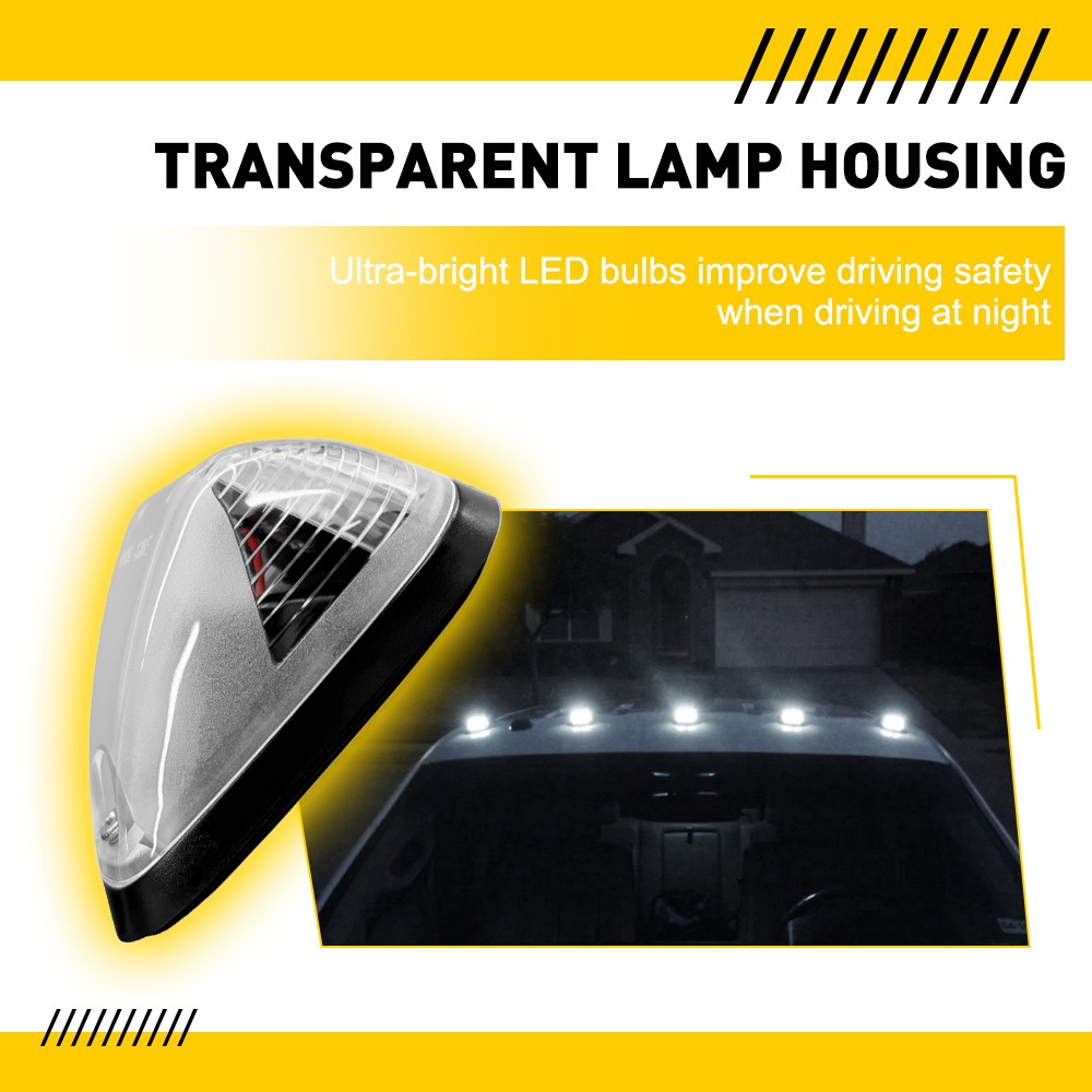 5X Clear White LED Cab Roof Marker Lights For Ford F-250 F250 Super Duty 1999-16