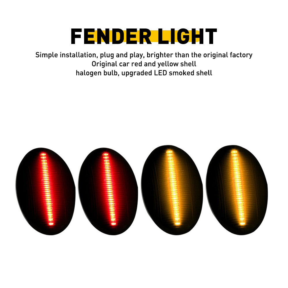 For Ford F350 Superduty Amber/Red LED Fender Bed Side Marker Lights 4pc Smoked