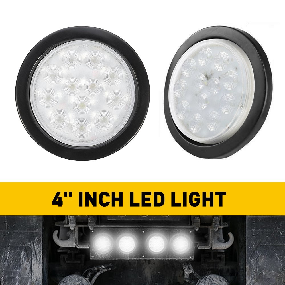 4in 12V Marker Lights LED Truck Trailer Round Side Bullet Light White Lamps 2Pcs