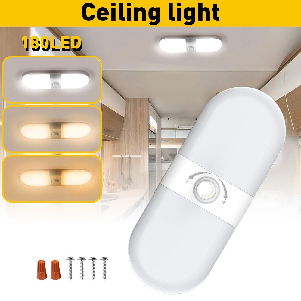 Dimmable 1700LM 3 Color Light Interior 12V24V Ceiling 120Led Dome Lamp RV Camper