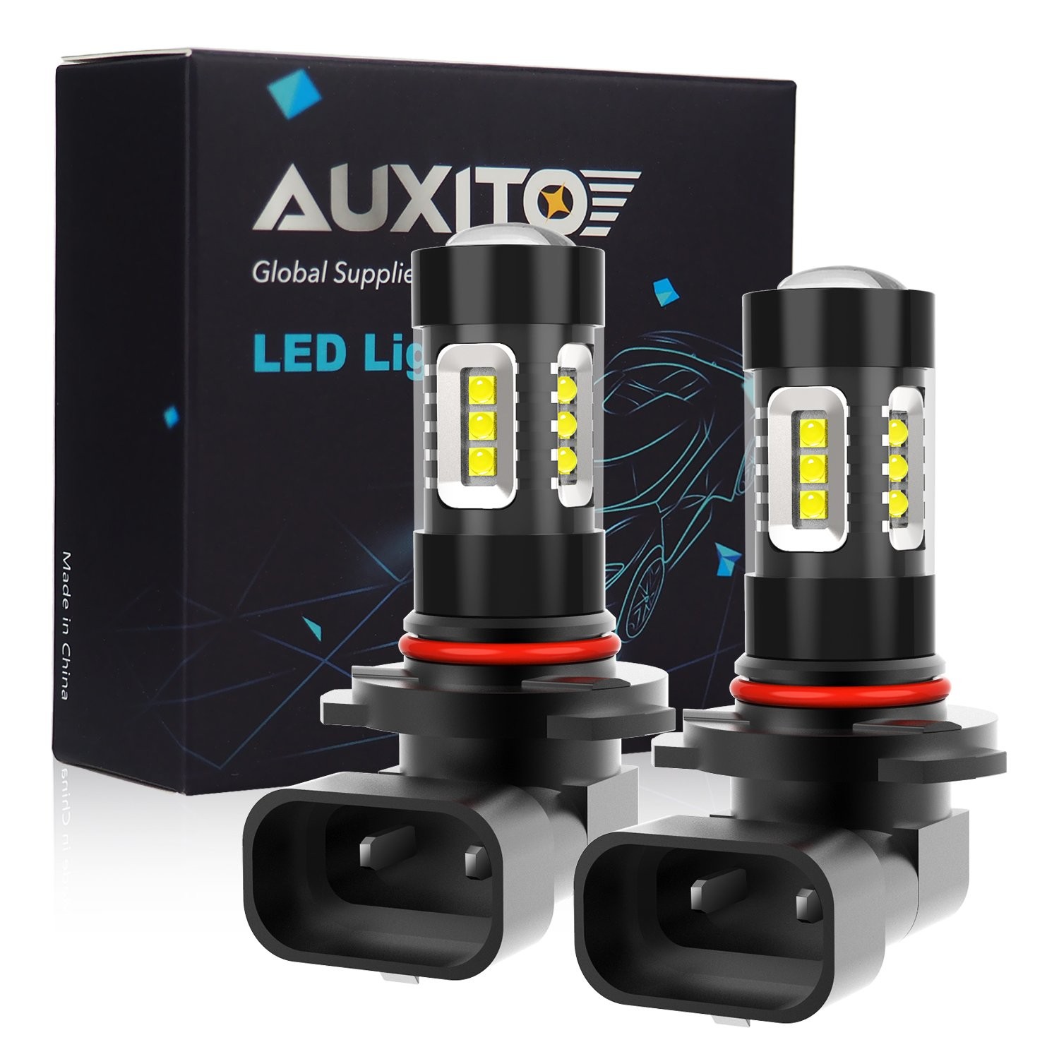 2X AUXITO H10 9145 LED Fog Light Bulb Clear White 6500K DRL Driving Lamp 4000LM