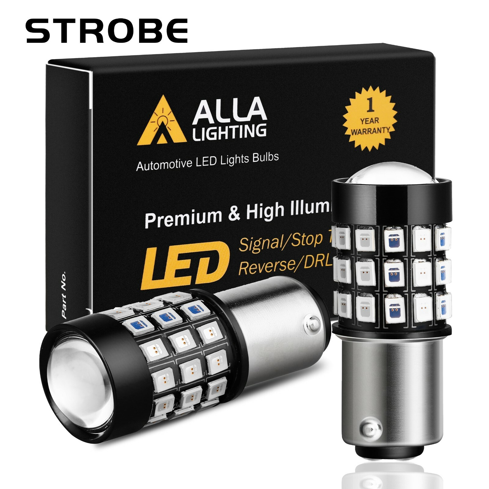 Alla Lighting Legal 1157 Red Flash Strobe Brake Light Bulb Dual Contact Filament