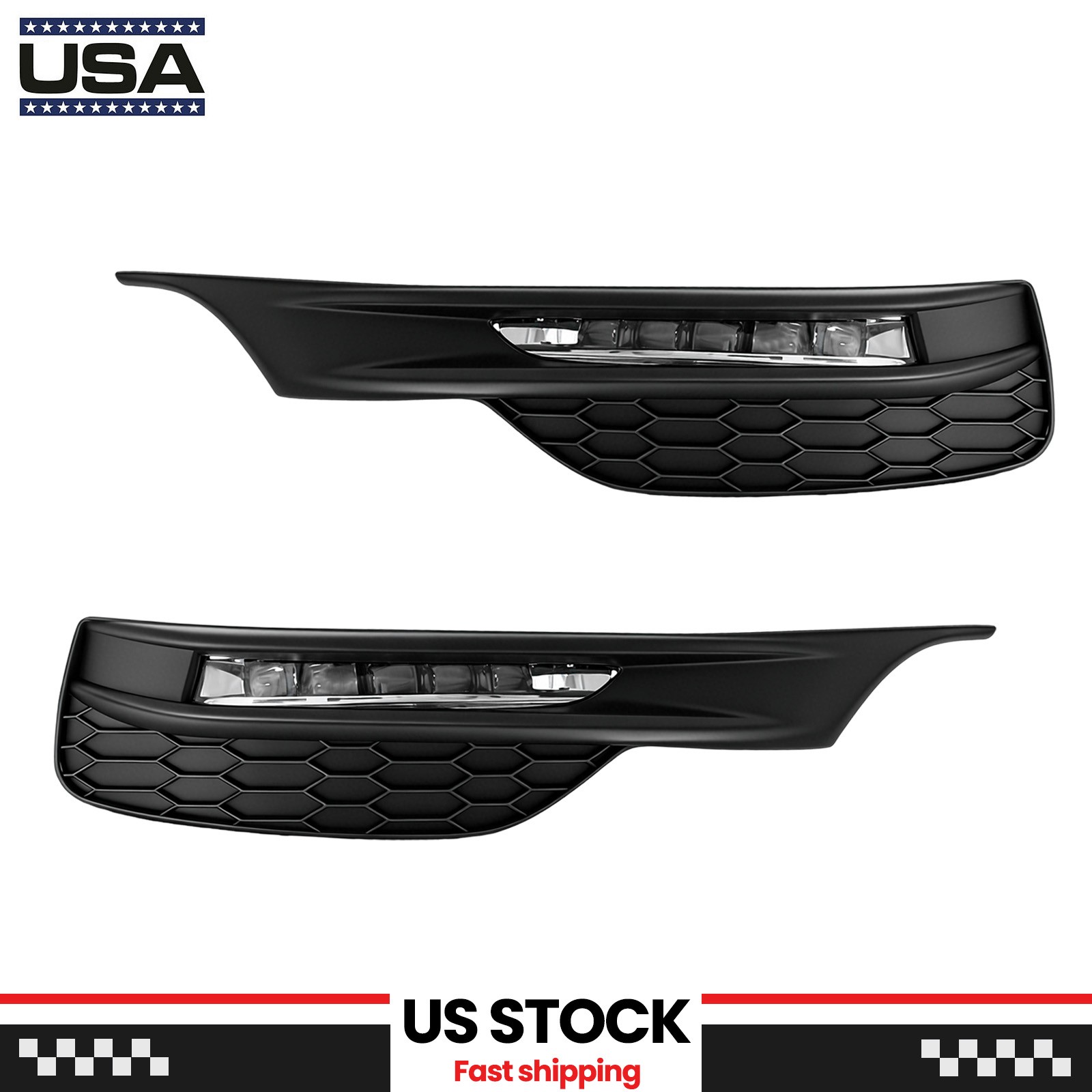 Pair Fog Lights Lamps For 2016-2017 Honda Accord Sedan 4Dr LED w/Cover Wiring