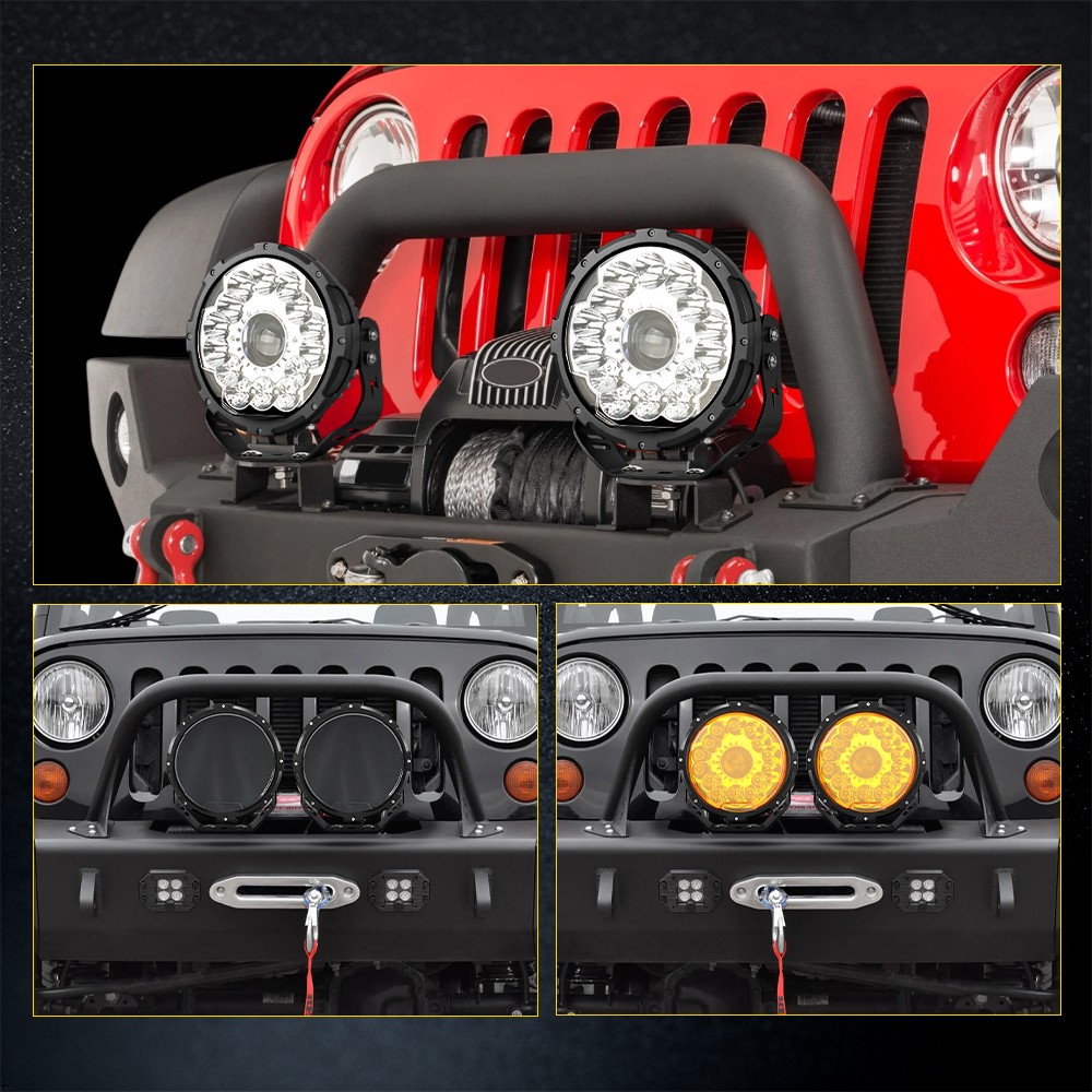 Auxbeam Round LED Offroad Lights 7″ Inch Laser Spot Driving Light Pods with DRL
