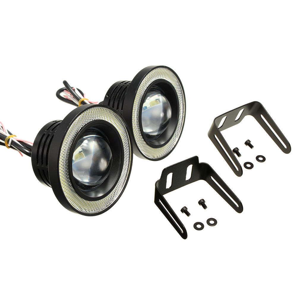3.5″ Round COB LED Fog Light Projector Car Bright Angel Eyes Halo Ring DRL Bulbs