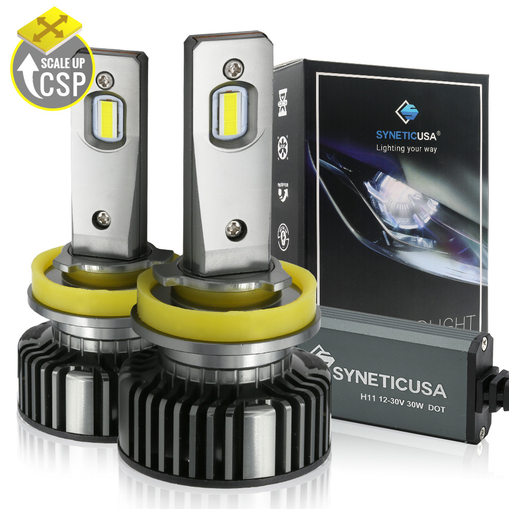 New Syneticusa H11 LED Headlight Bulbs Kit CSP Low Beam 6000K White