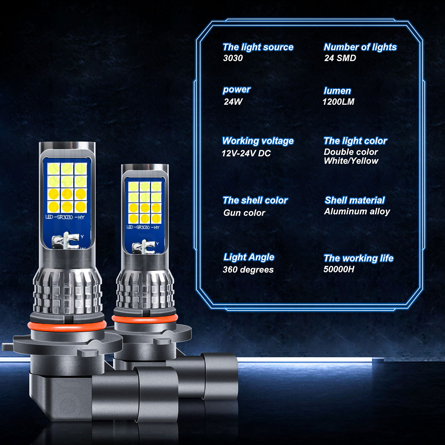 9006 Switchback Dual Color White YELLOW Daytime Running Light Bulb|Fog|Headlight