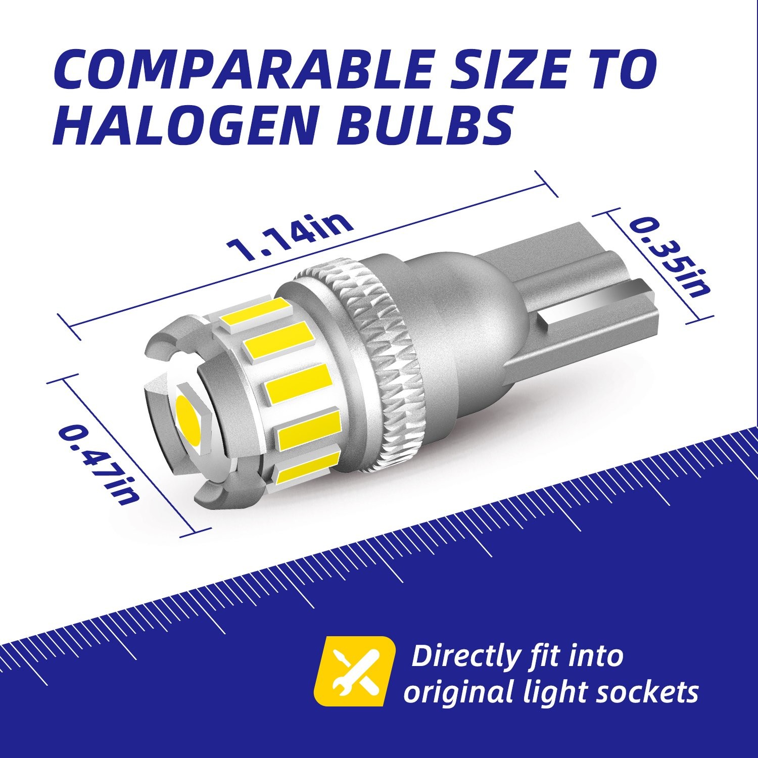 T10 168 194 2825 LED Front Side Marker Light Bulb 6500K Clear Cool White Canbus