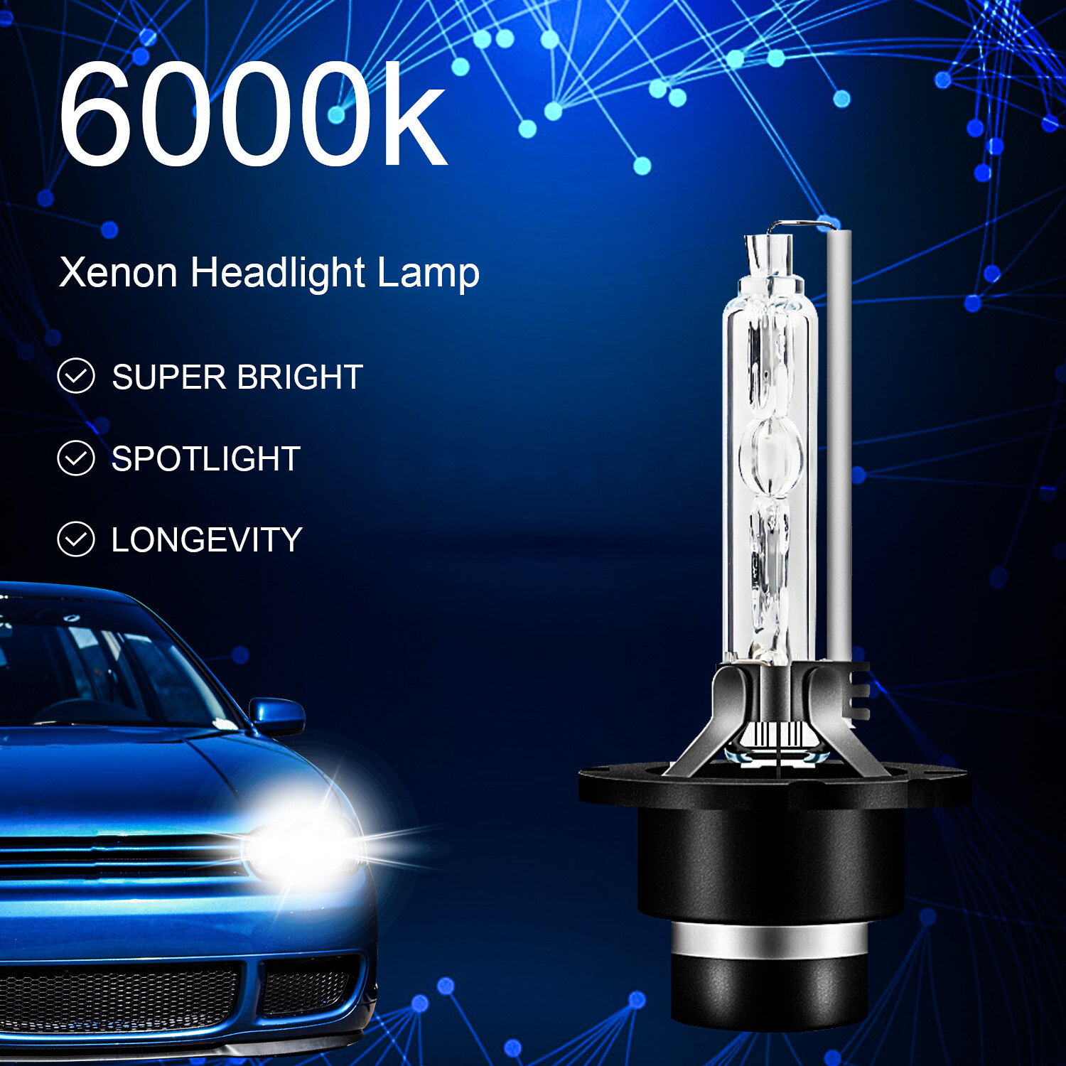 1 Pair of 6000K D2S D2R D2C HID Xenon Bulbs Fit For HID Headlight Set