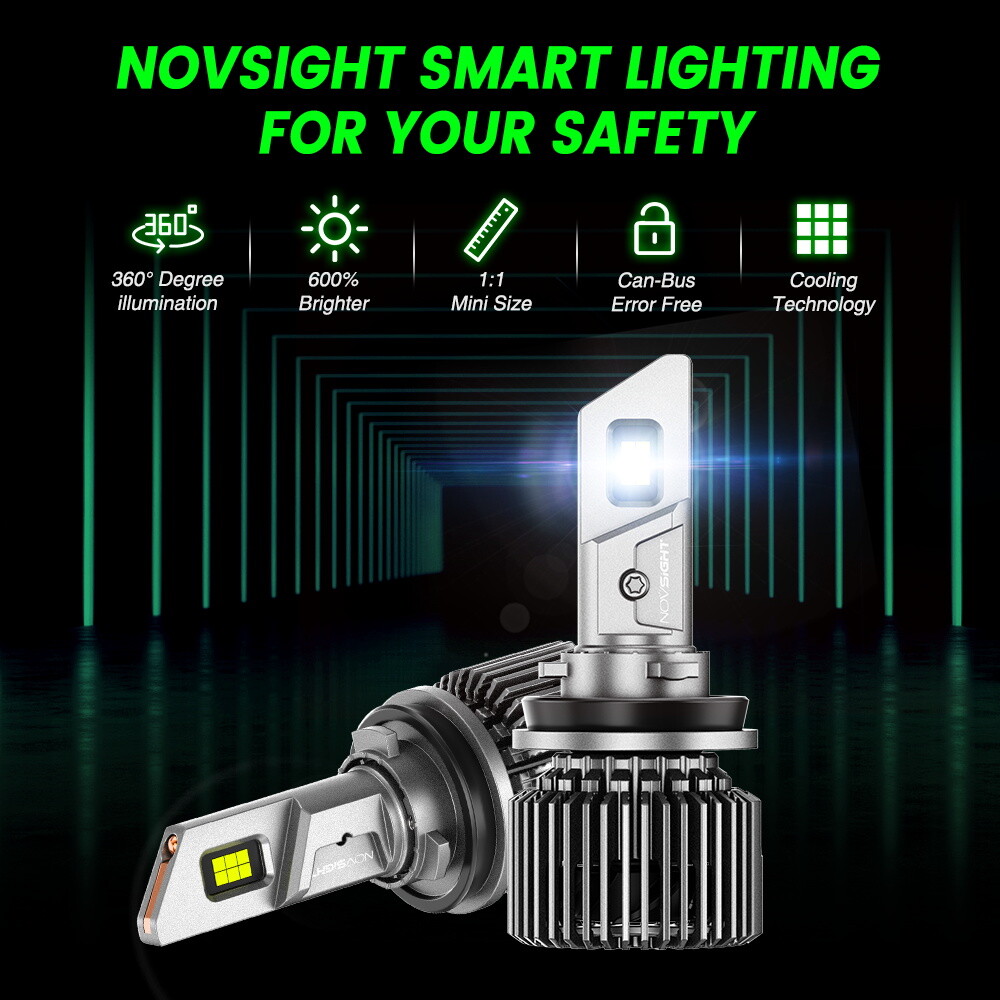 NOVSIGHT H11 LED Bulbs Headlight Low Beam Super Bright 22000LM 6500K White Lamp
