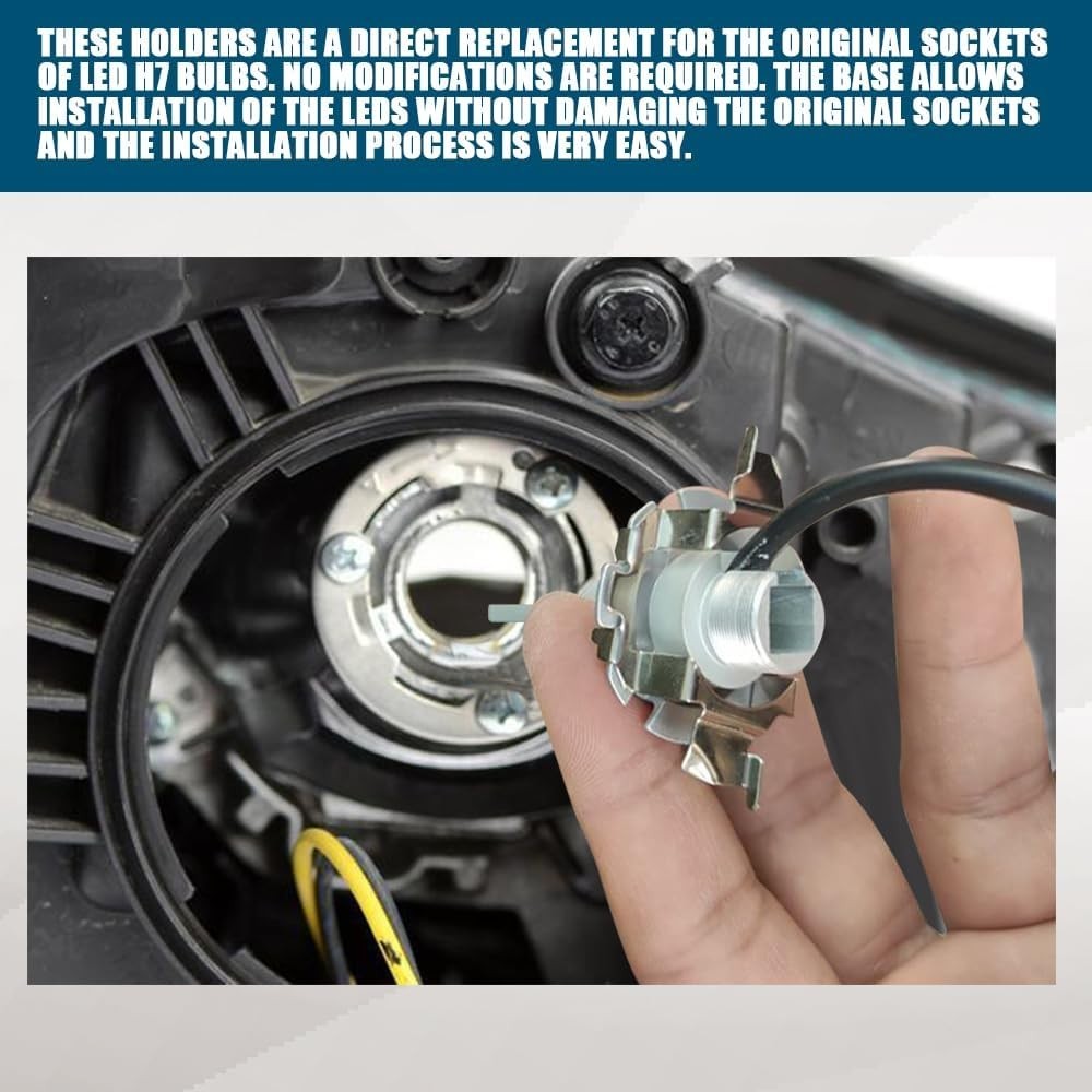 Aluminum H7 LED Adapter Holders – Easy Installation for Luxury Vehicles | 2 Pack