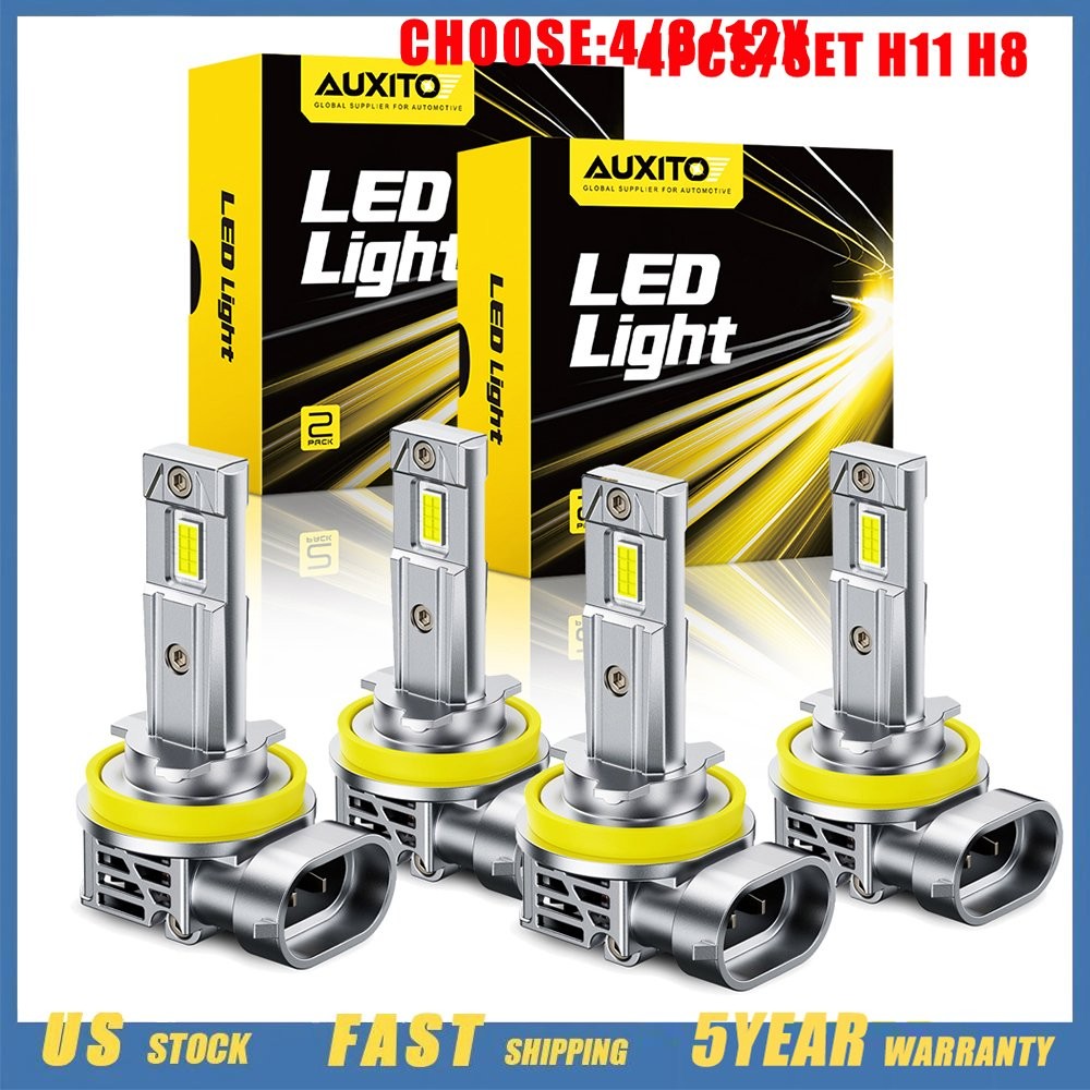 AUXITO H11 H8 LED Headlight Kit High Beam Bulbs Super Bright 6500K White 4-40X