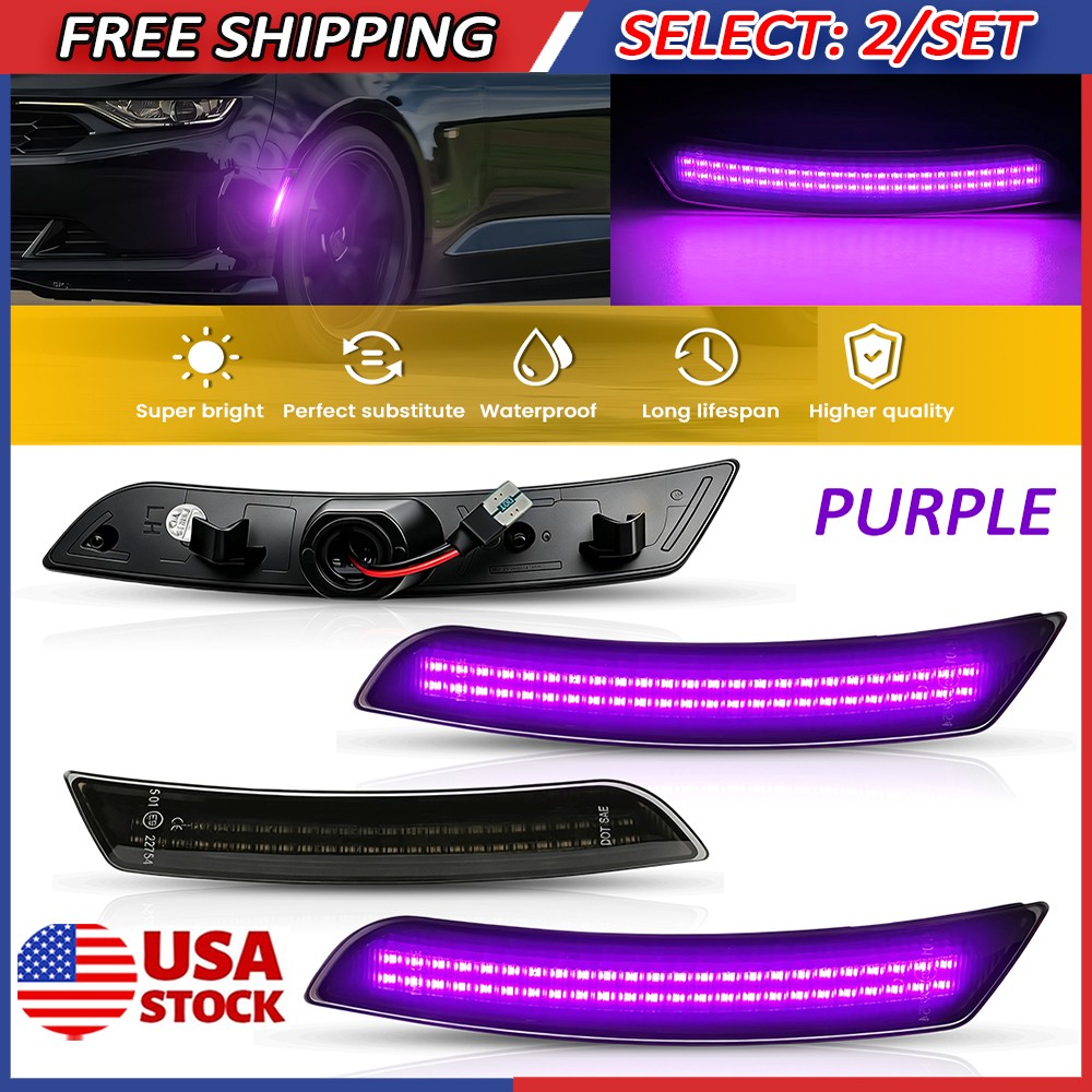 8x Right Left Dynamic Purple LED Side Marker Lights For Chevy Camaro 16 17-2023