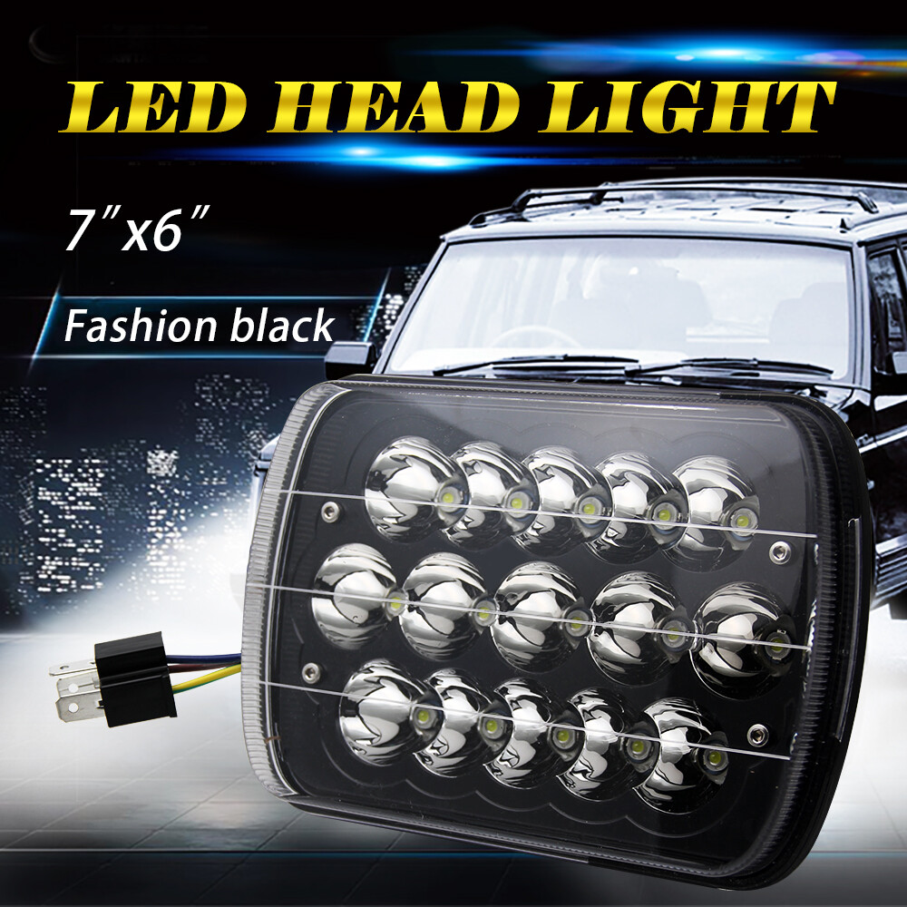 5X7 7×6 LED Headlight Hi/Lo For 1986-1995 Jeep Wrangler YJ 1984-2001 Cherokee XJ