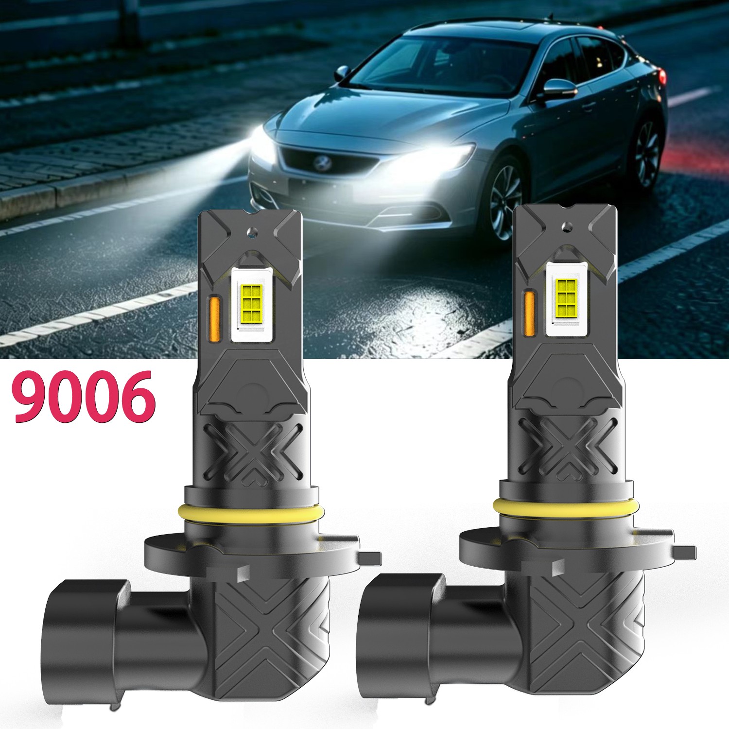 2PCS 9006 LED Headlight Bulbs Kit High Low Beam Super Bright White 6000K New