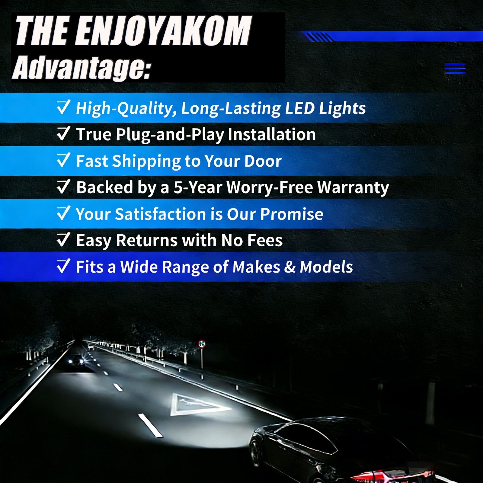 For Buick Encore 2013-2021 4X Combo LED Headlight Hi/Lo Beam Bulbs Lamp 9005+H11