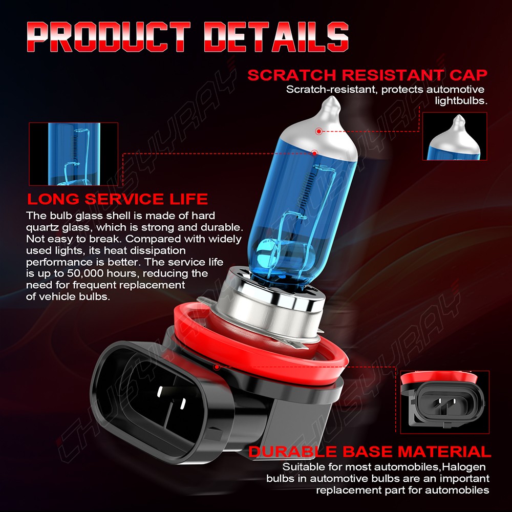 H9 100w Halogen Xenon Headlight Replacement Light Bulb Lamp 4200K Warm white
