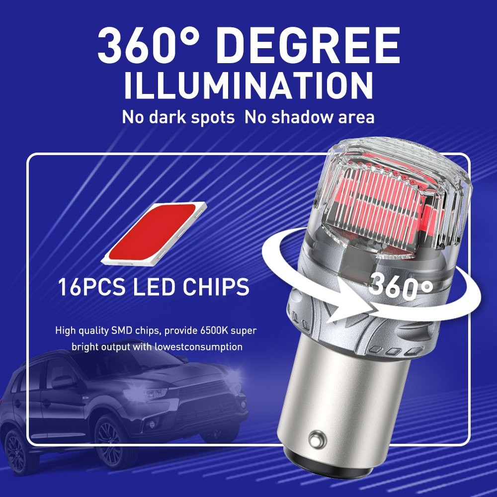 LED 1157 Brake Stop Tail Light Bulb Lamp Bright Red Replacement BAY15D 1000LM