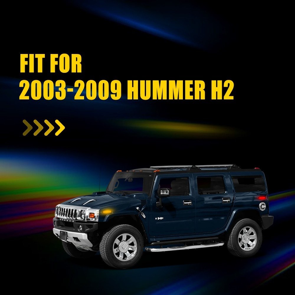 Beads 2-Row F&R Amber Red Marker Side Lights LED 2003-2009 For 4XS Hummer H2