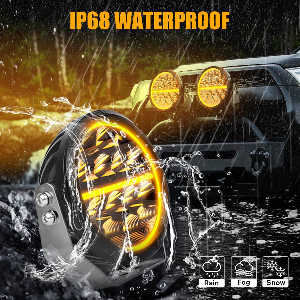 AUXBEAM Pair 7inch LED Work Lights Spot Beam Offroad Driving Pods+Amber Cover